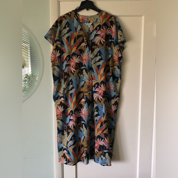 Cotton flamingo caftan the company store lightweight dress swim cover nightgown - Picture 15 of 15